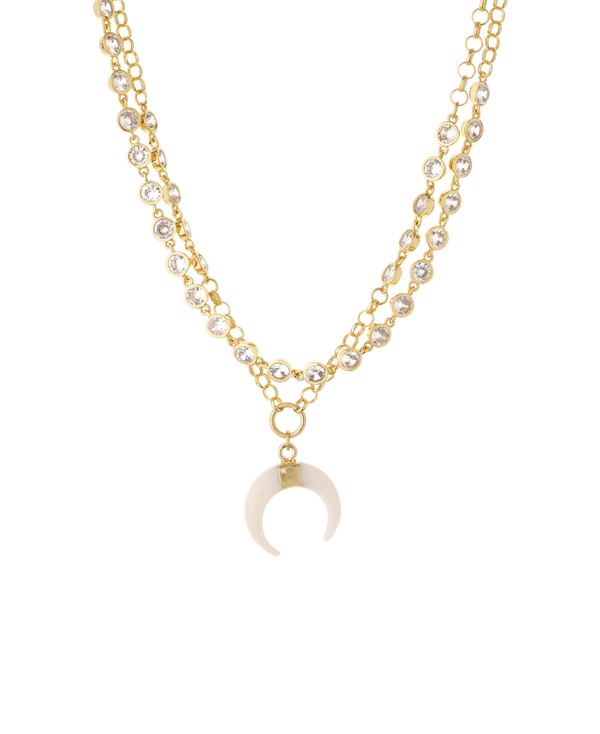 Ettika Crystal Dotted Horn Necklace In 18k Gold Plating Set, 2 Piece