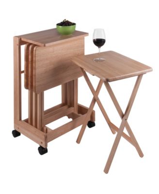 Brienda 5-Piece Wood Flip Top Snack Table Set