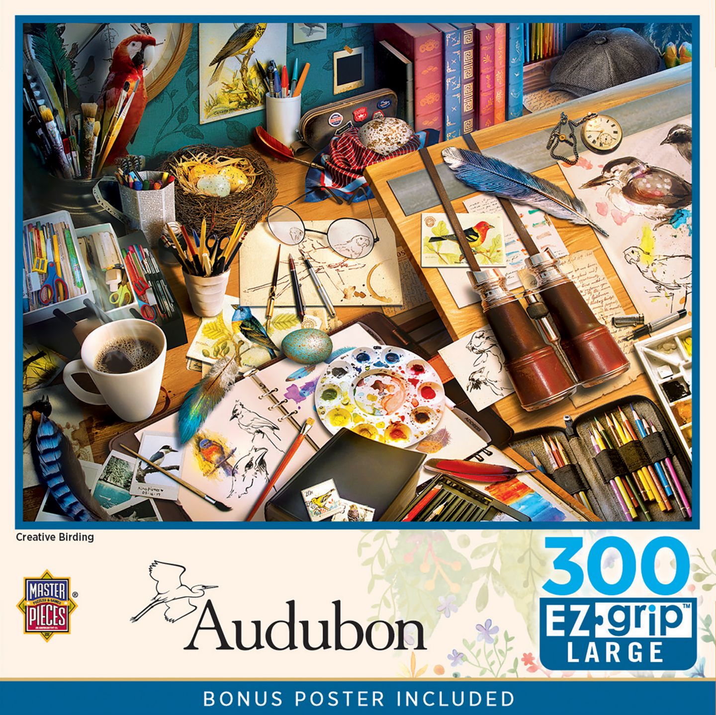 Детский пазл MasterPieces Puzzles MasterPieces Audubon Creative Birding 300 Piece EZ Grip Jigsaw Puzzle, цвет: Разноцветный — фото 1