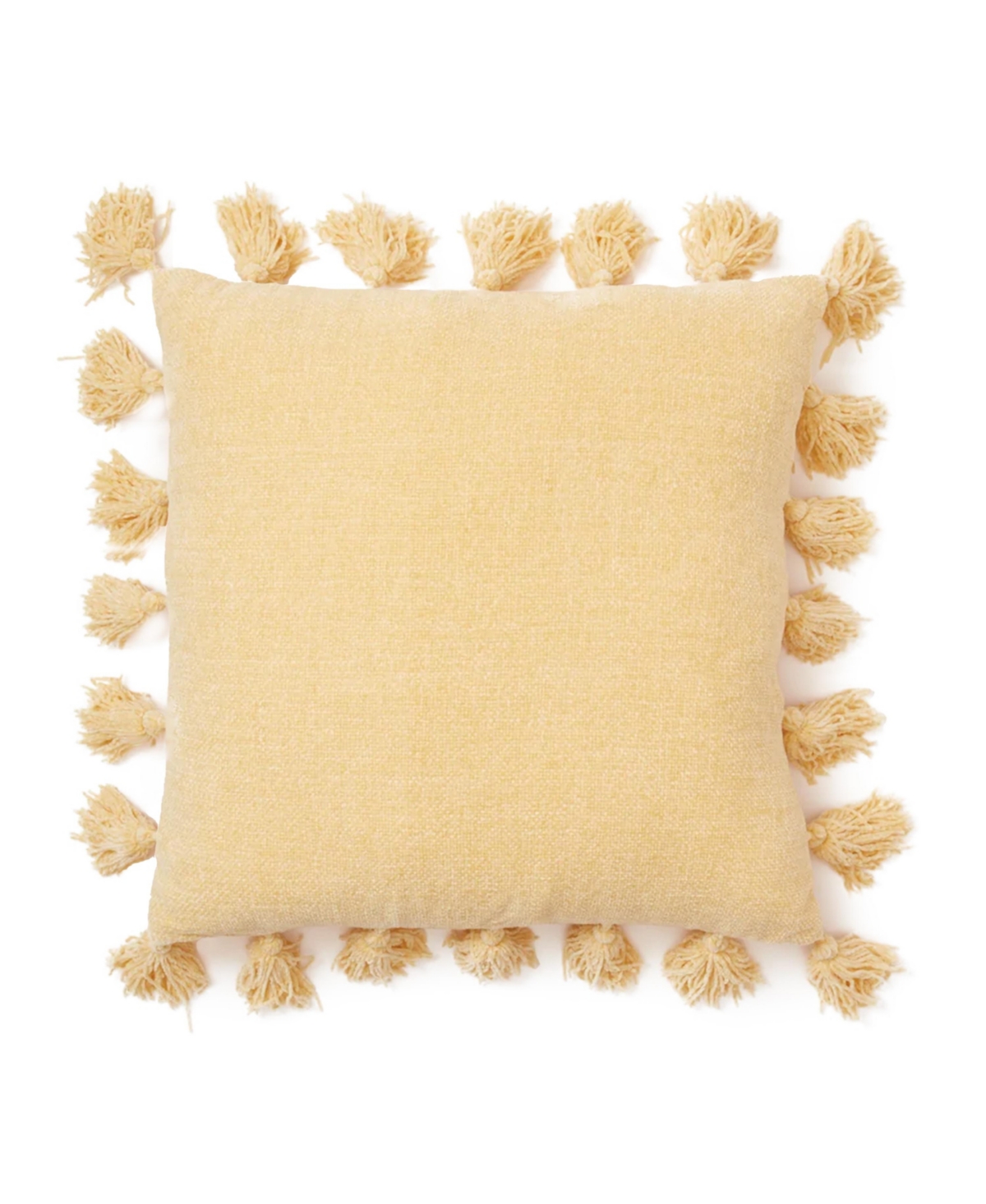 Dormify Chenille Knit Tassel Square Pillow, 20" X 20", Ultra-cute Styles To Personalize Your Room In Yellow