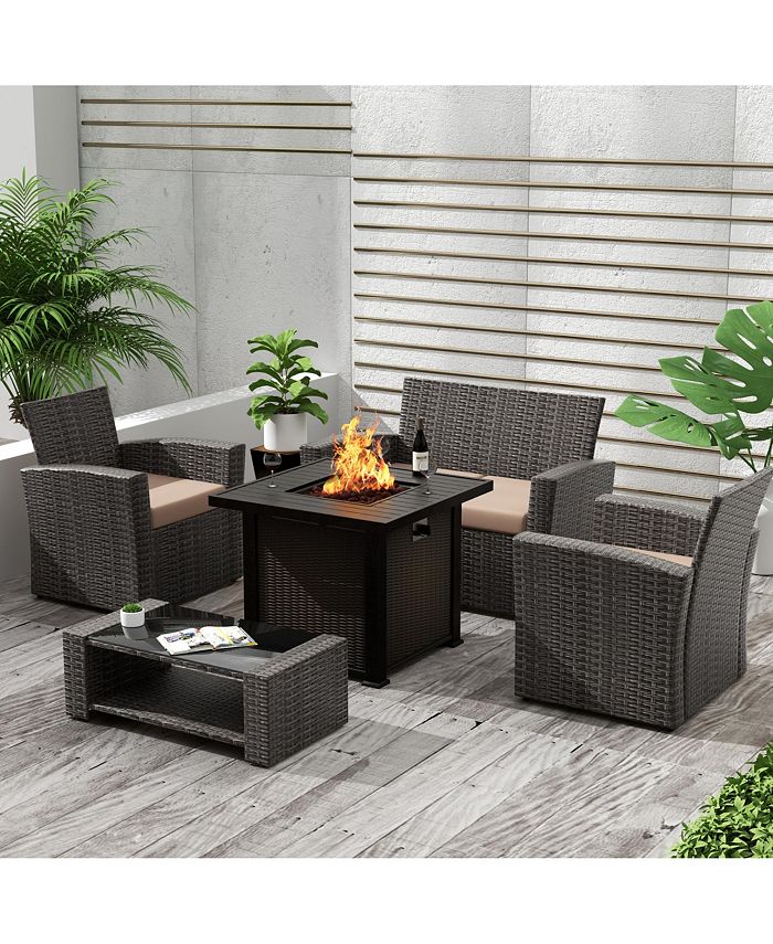 WestinTrends 4Piece Conversation Outdoor Patio Sofa Set with Square