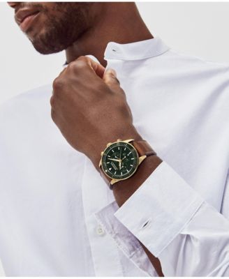 Men's Heritage Cognac Genuine Leather Strap Watch 42mm