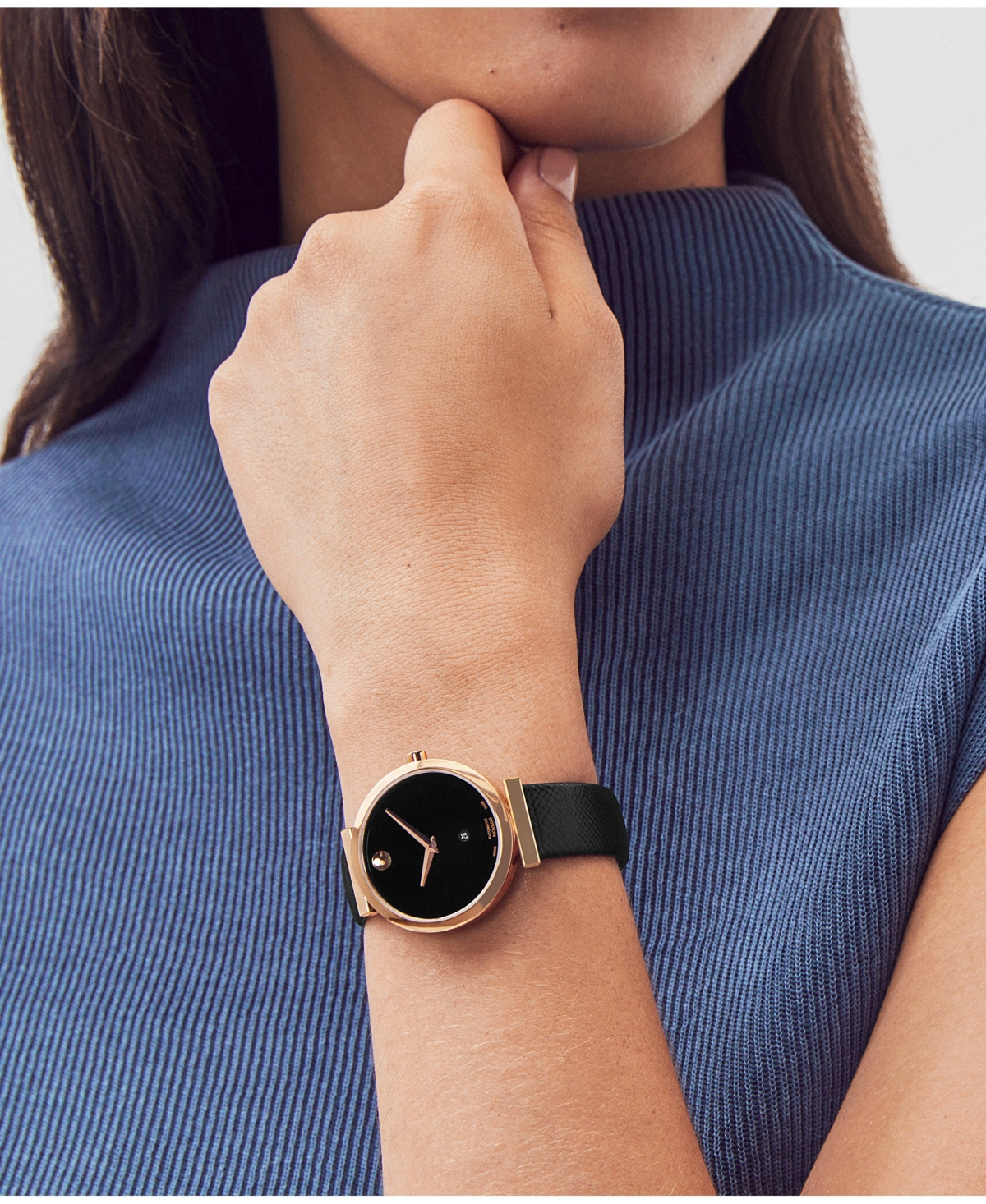 Movado Women's Museum Classic Swiss AutomaticGenuine Leather Strap Watch 32mm - Black