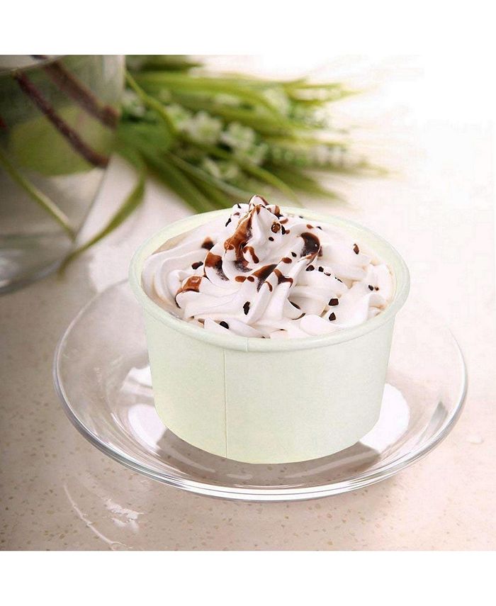 Juvale 100 Pack Disposable Paper Ice Cream Cups, 5oz Dessert Bowls for