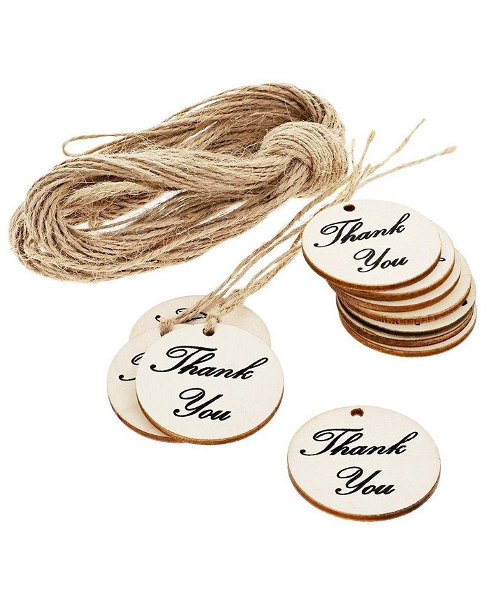 Juvale 100Pack Thank You for Celebrating with Us Wood Tags with