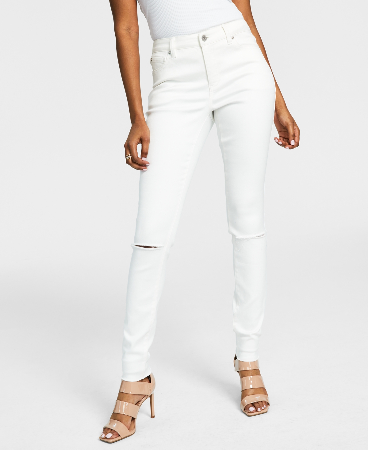  Inc International Concepts Women's Mid-Rise Ripped Skinny Jeans, Created for Macy's
