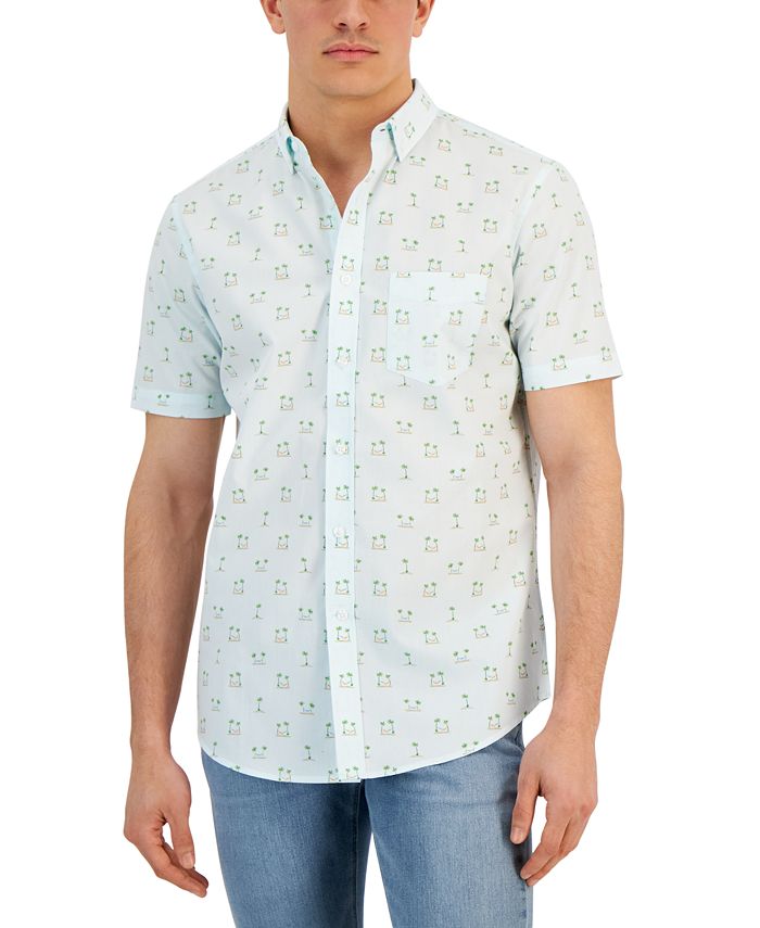 Club Room Men's Tropical Leisure Poplin Shirt, Created for Macy's - Macy's