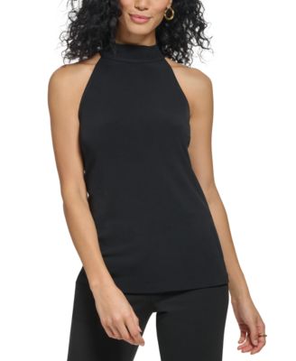 DKNY - Petite Sleeveless Mock-Neck Top