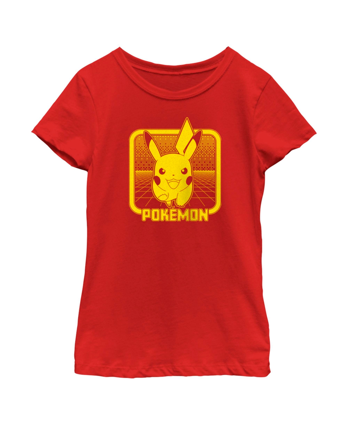 Nintendo Kids' Girl's Pokemon Digital Running Pikachu Smile Child T-shirt In Red