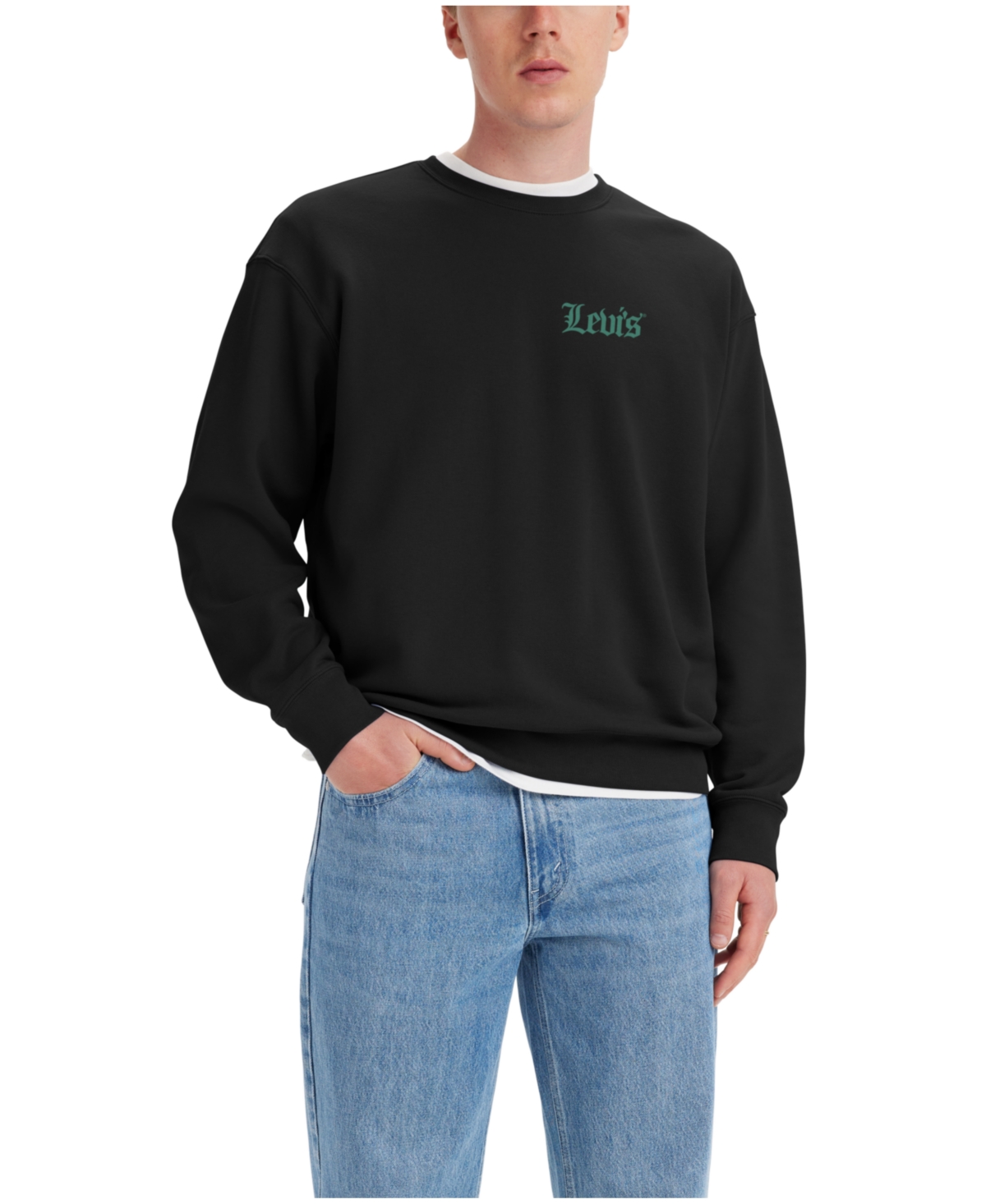 Levi s Men s Relaxed Graphic Long Sleeve Crewneck Sweatshirt In Team Spirits Crew Caviar ModeSens