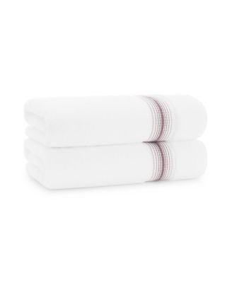 White Turkish Luxury Striped Towels with for Bathroom 600 GSM, 30x60 in., 2-Pack , Super Soft  Absorbent Bath Towels