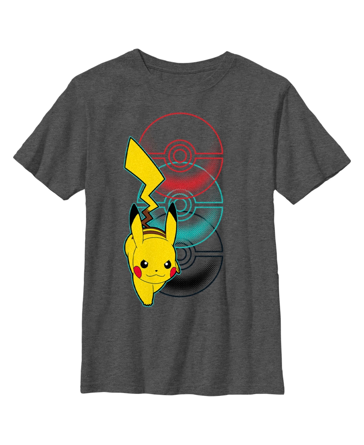 Nintendo Kids' Boy's Pokemon Pikachu Attack Walk Poke Balls Child T-shirt In Charcoal Heather