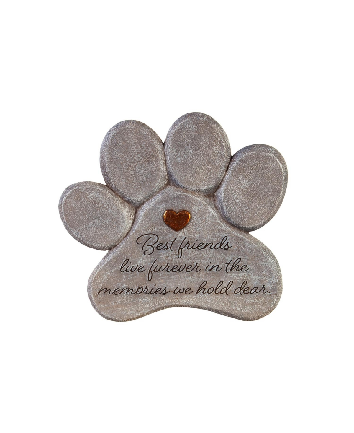 11" Paw Shaped Pet Memorial Garden Stone, Best Friends Live Forever - Gray