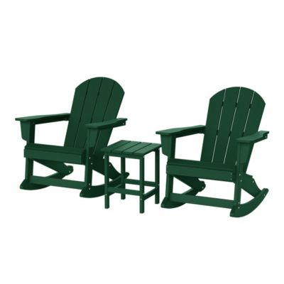 3 Piece set Outdoor Patio Poly Adirondack rocking chairs with side table