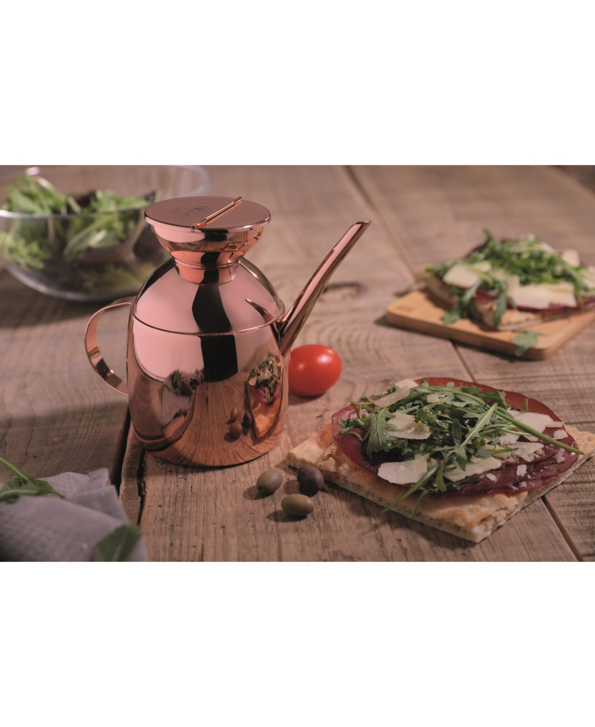 Olipac Stainless Steel Olive Oil Cruet, Copper Finish