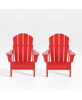 All-Weather Contoured Outdoor Poly Folding Adirondack Chair (Set of 2)