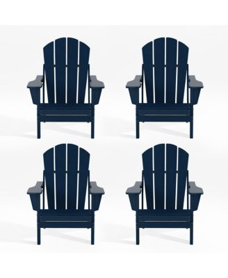 All-Weather Contoured Outdoor Poly Folding Adirondack Chair (Set of 4)