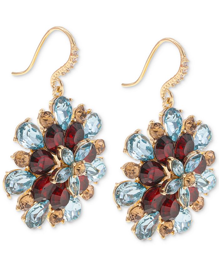 Charter Club GoldTone Multicolor Mixed Stone Flower Drop Earrings