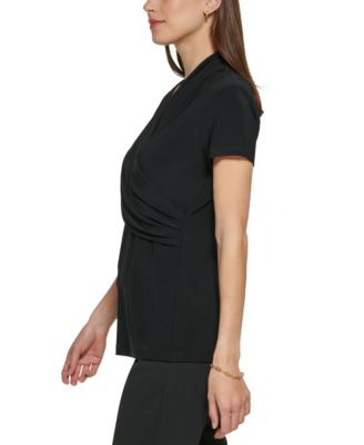 Petite Draped Surplice Blouse, Created for Macy's