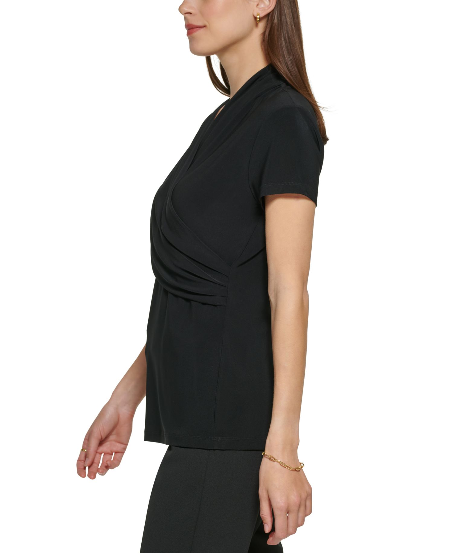 Petite Draped Surplice Blouse