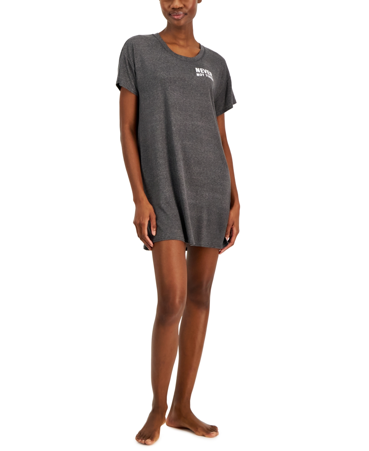 Shop Jenni Women's Short-sleeve Printed Sleepshirt, Created For Macy's In Never Not Tired