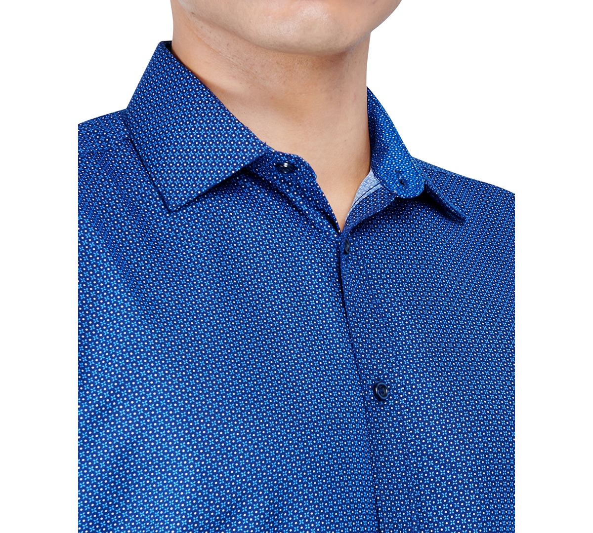 Men's Regular Fit Mini Neat Print Wrinkle Free Performance Dress Shirt