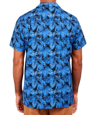 Men's Slim Fit Non-Iron Tropical Print Performance Stretch Camp Shirt