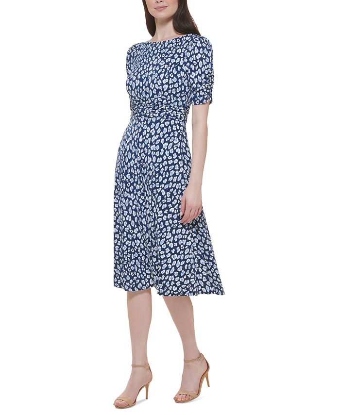 Jessica Howard Women's Ruched Elbow-Sleeve Midi Dress - Macy's