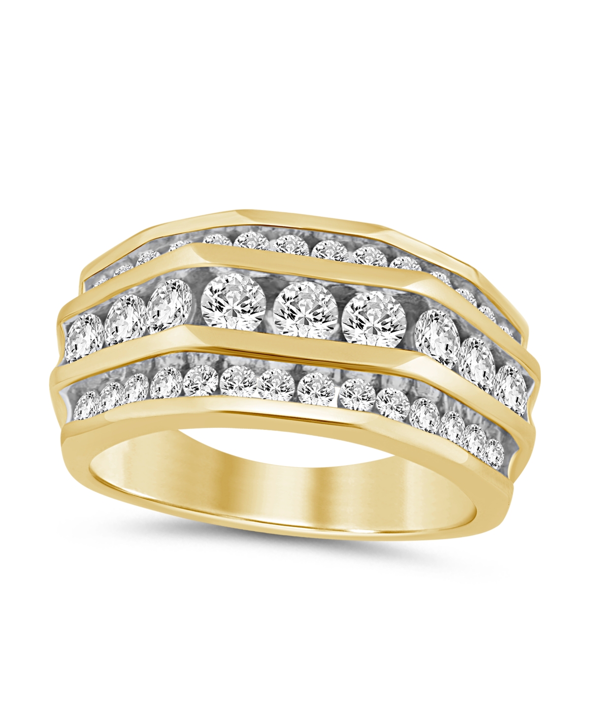 Macy's Men's Diamond Three Row Ring (2 Ct. T.w.) In 10k Gold