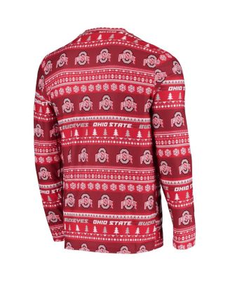 Men's Scarlet Ohio State Buckeyes Ugly Sweater Knit Long Sleeve Top and Pant Set