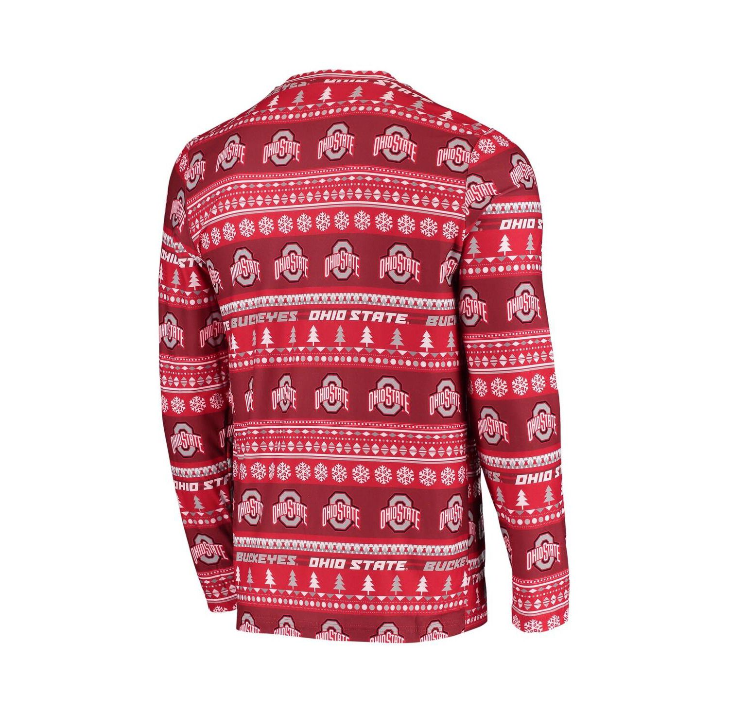 Men's Scarlet Ohio State Buckeyes Ugly Sweater Knit Long Sleeve Top and Pant Set