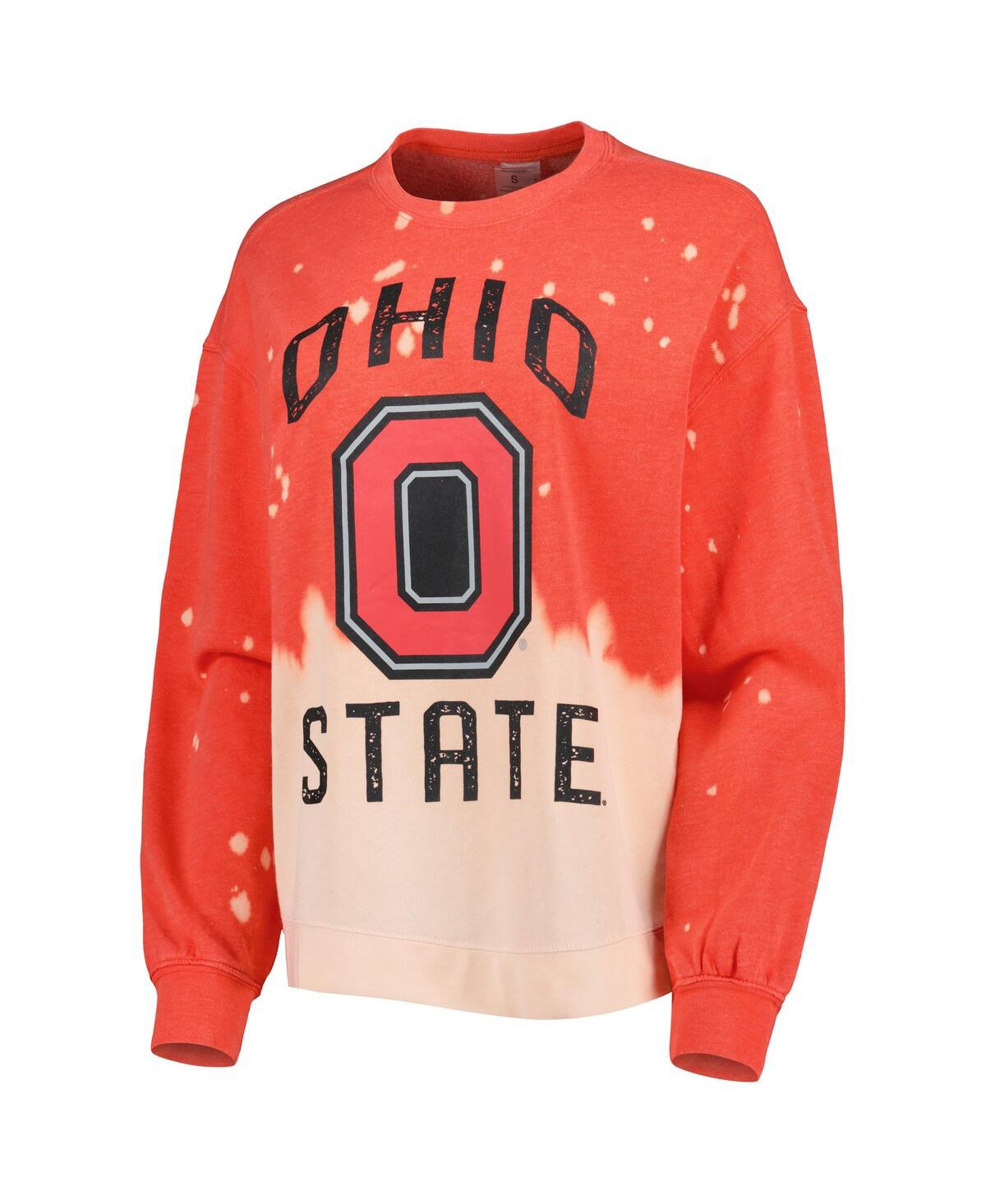 GAMEDAY COUTURE WOMEN'S GAMEDAY COUTURE SCARLET OHIO STATE BUCKEYES TWICE AS NICE FADED DIP-DYE PULLOVER SWEATSHIRT 