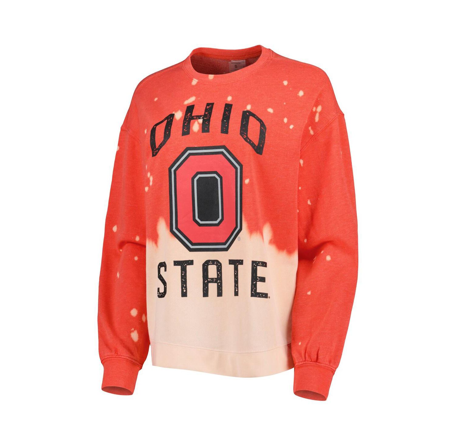 Women's Scarlet Ohio State Buckeyes Twice As Nice Faded Dip-Dye Pullover Sweatshirt