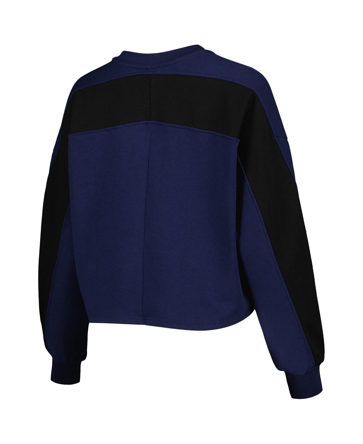 GAMEDAY COUTURE WOMEN'S GAMEDAY COUTURE NAVY MICHIGAN WOLVERINES BACK TO REALITY COLORBLOCK PULLOVER SWEATSHIRT 
