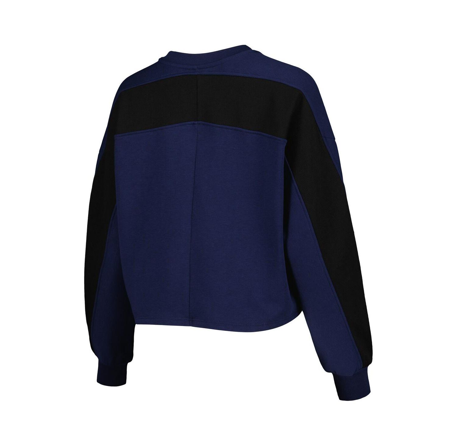 Women's Navy Michigan Wolverines Back To Reality Colorblock Pullover Sweatshirt