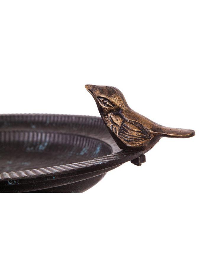 Evergreen Garden Cast Metal Bird Bath on Pedestal 20 x 19 x 15 Inches