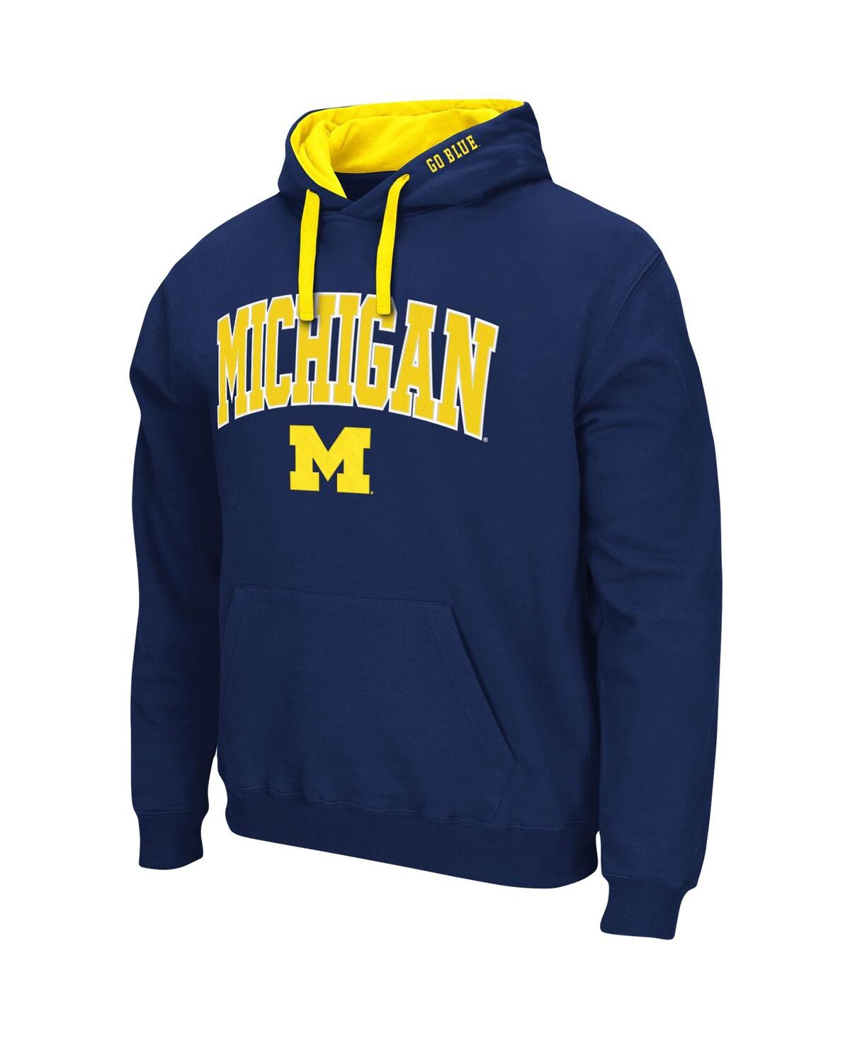 Colosseum Men's Michigan Wolverines Arch Logo 3.0 Pullover Hoodie In Navy