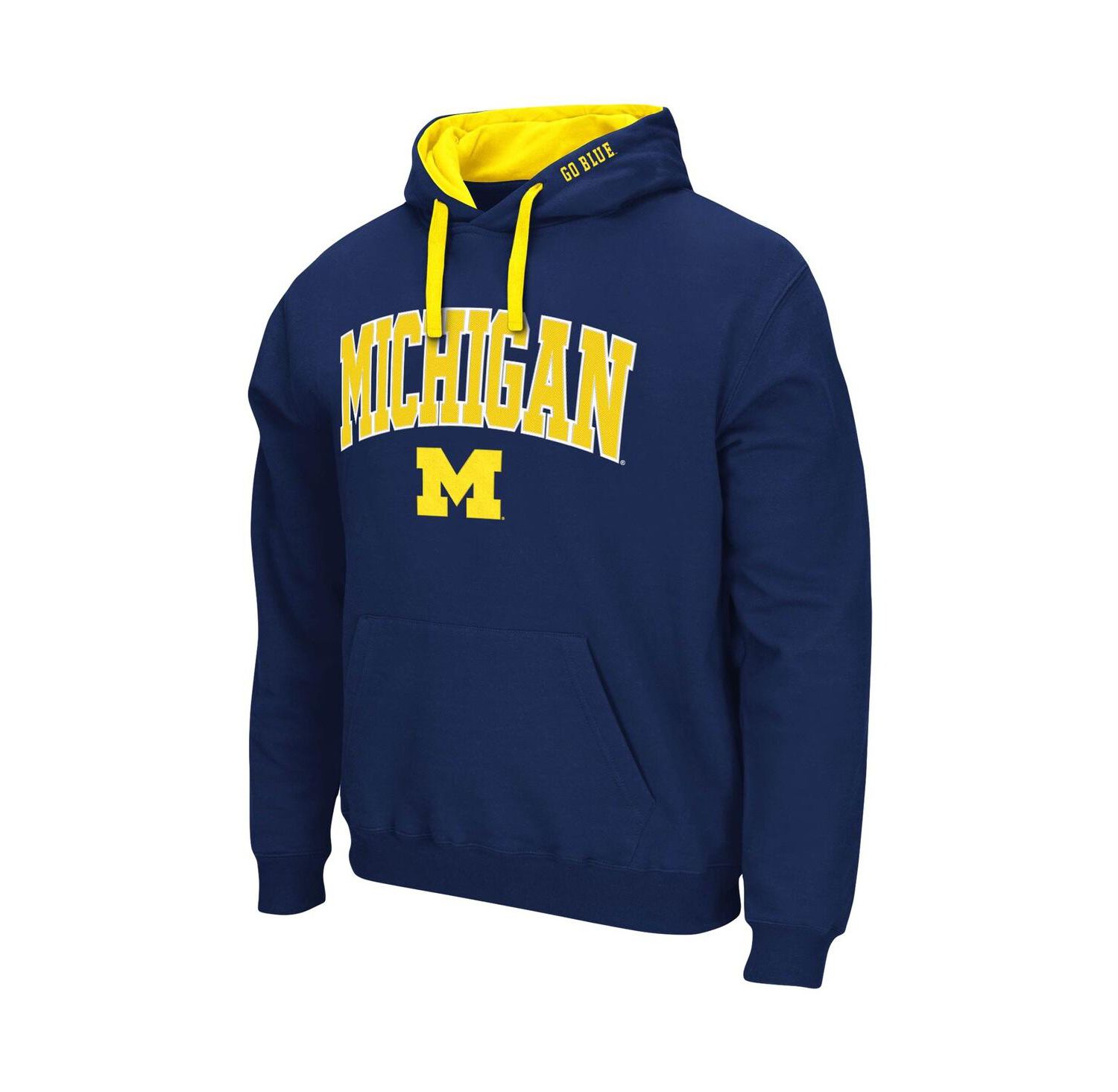 Men's Navy Michigan Wolverines Big and Tall Arch and Logo 2.0 Pullover Hoodie