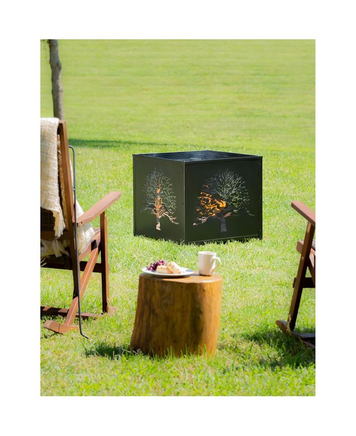 Evergreen Square Tree of Life Fire Pit 24 x 25.75 x 24 Inches Outdoor