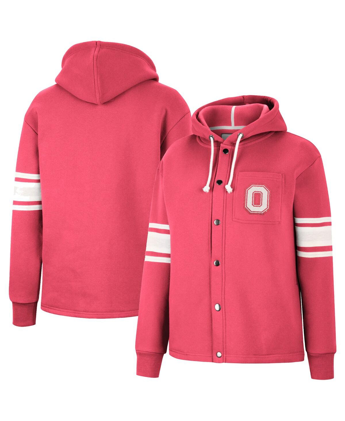 Shop Colosseum Women's  Scarlet Ohio State Buckeyes Mia Striped Full-snap Hoodie Jacket