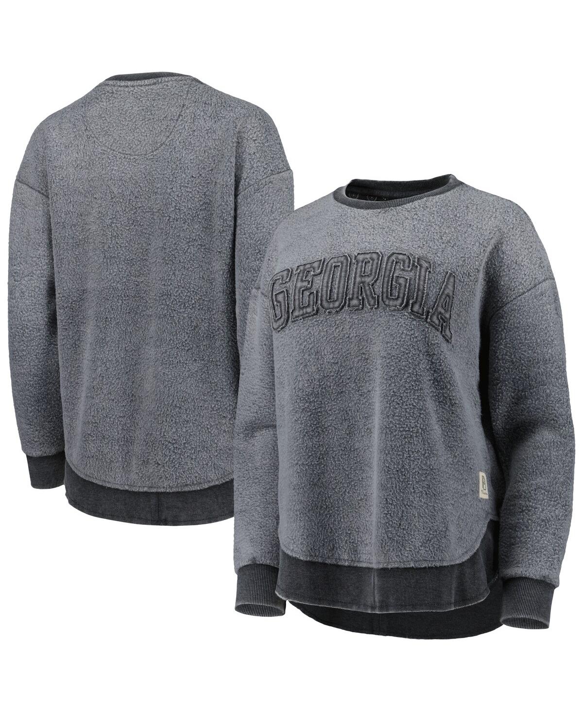 PRESSBOX WOMEN'S PRESSBOX BLACK GEORGIA BULLDOGS PONCHOVILLE PULLOVER SWEATSHIRT 