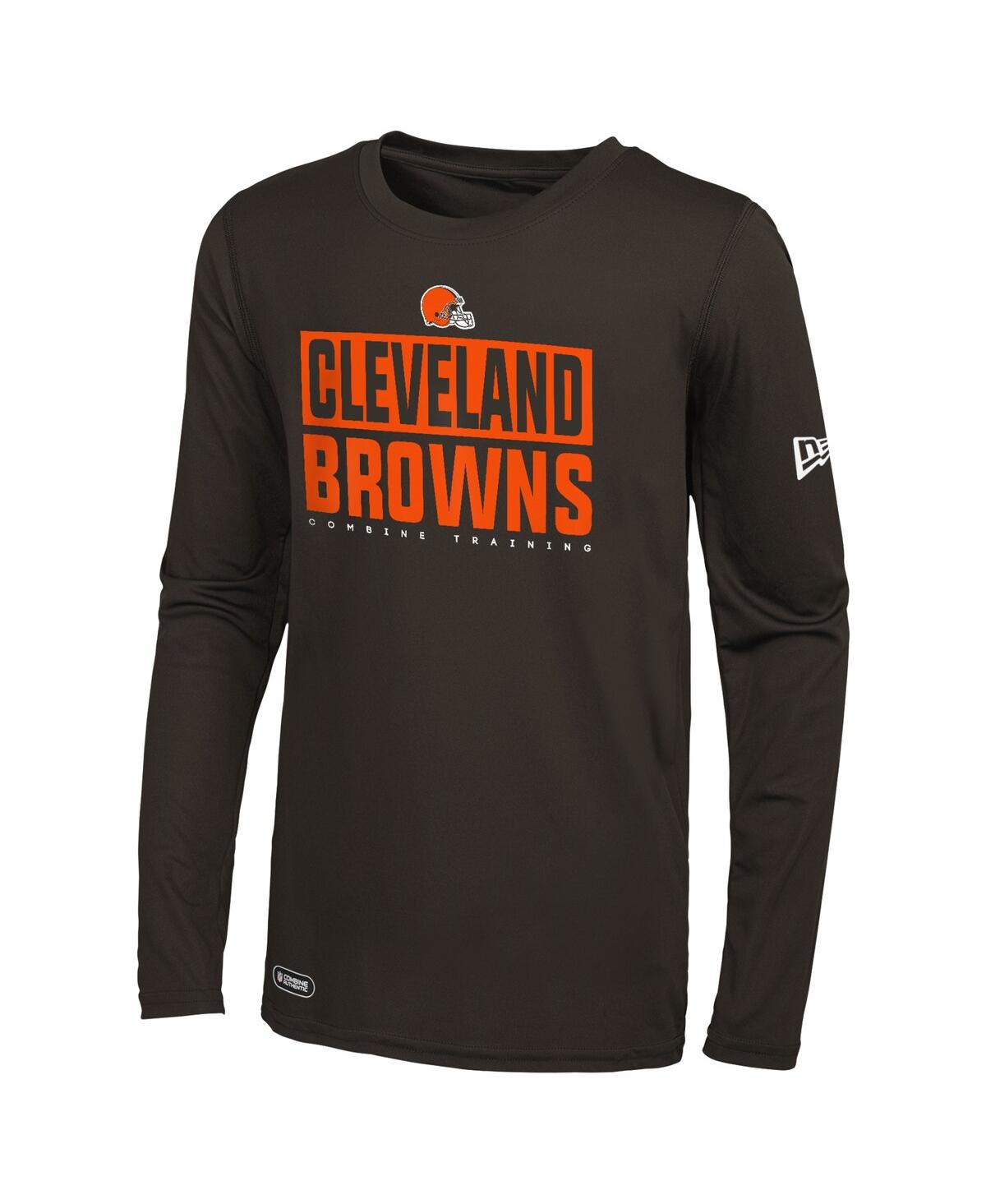 Shop New Era Men's  Brown Cleveland Browns Combine Authentic Offsides Long Sleeve T-shirt