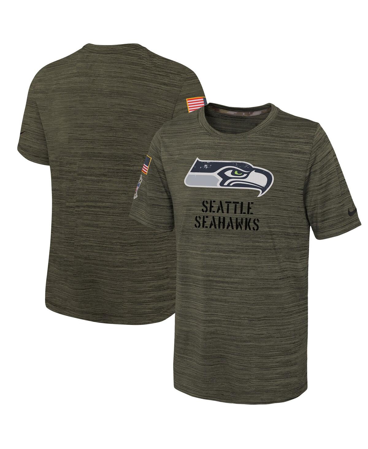 Youth Boys Nike Olive Seattle Seahawks 2022 Salute To Service Velocity T-shirt