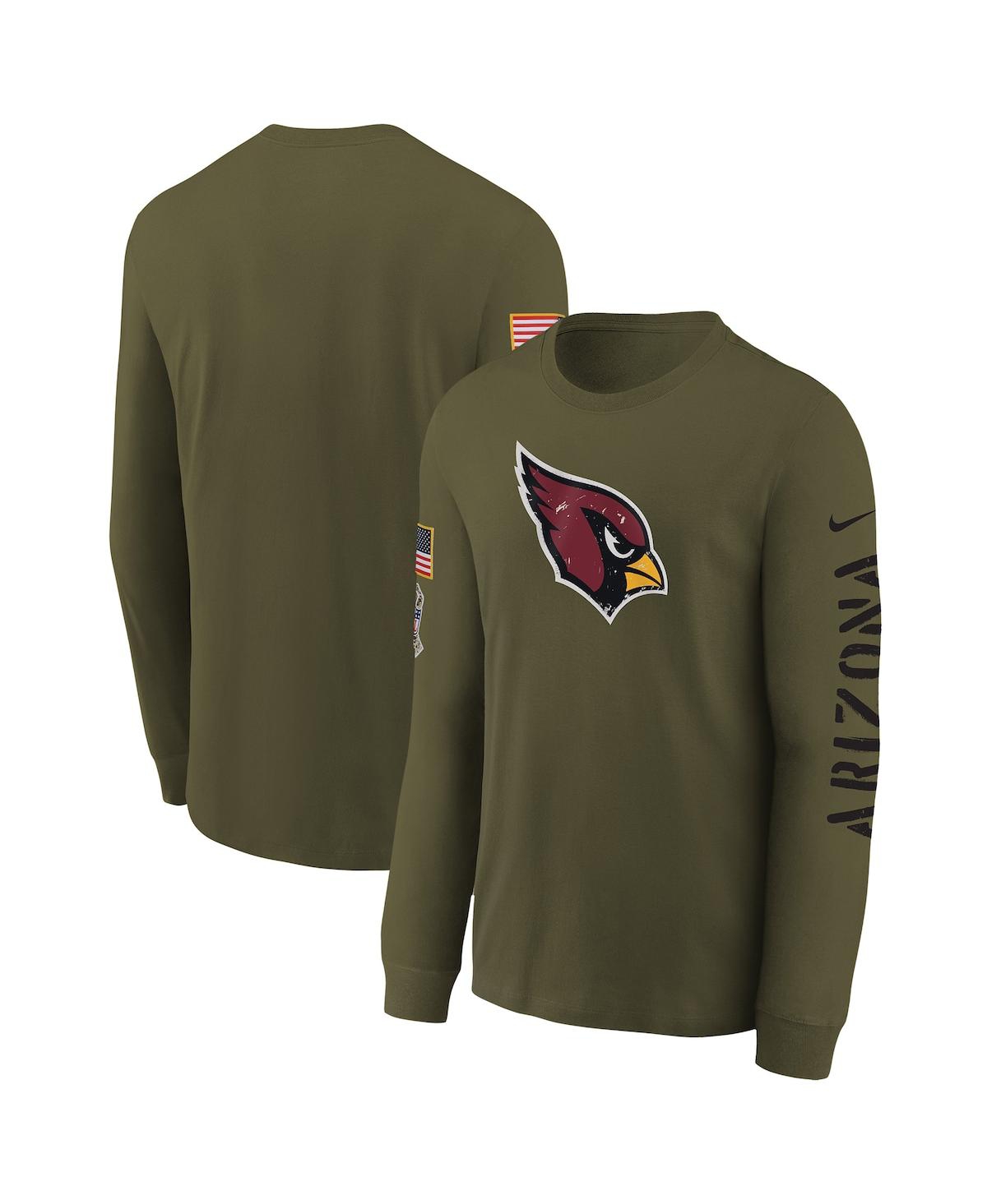 Youth Boys Nike Olive Arizona Cardinals 2022 Salute To Service Team Logo Long Sleeve T-shirt