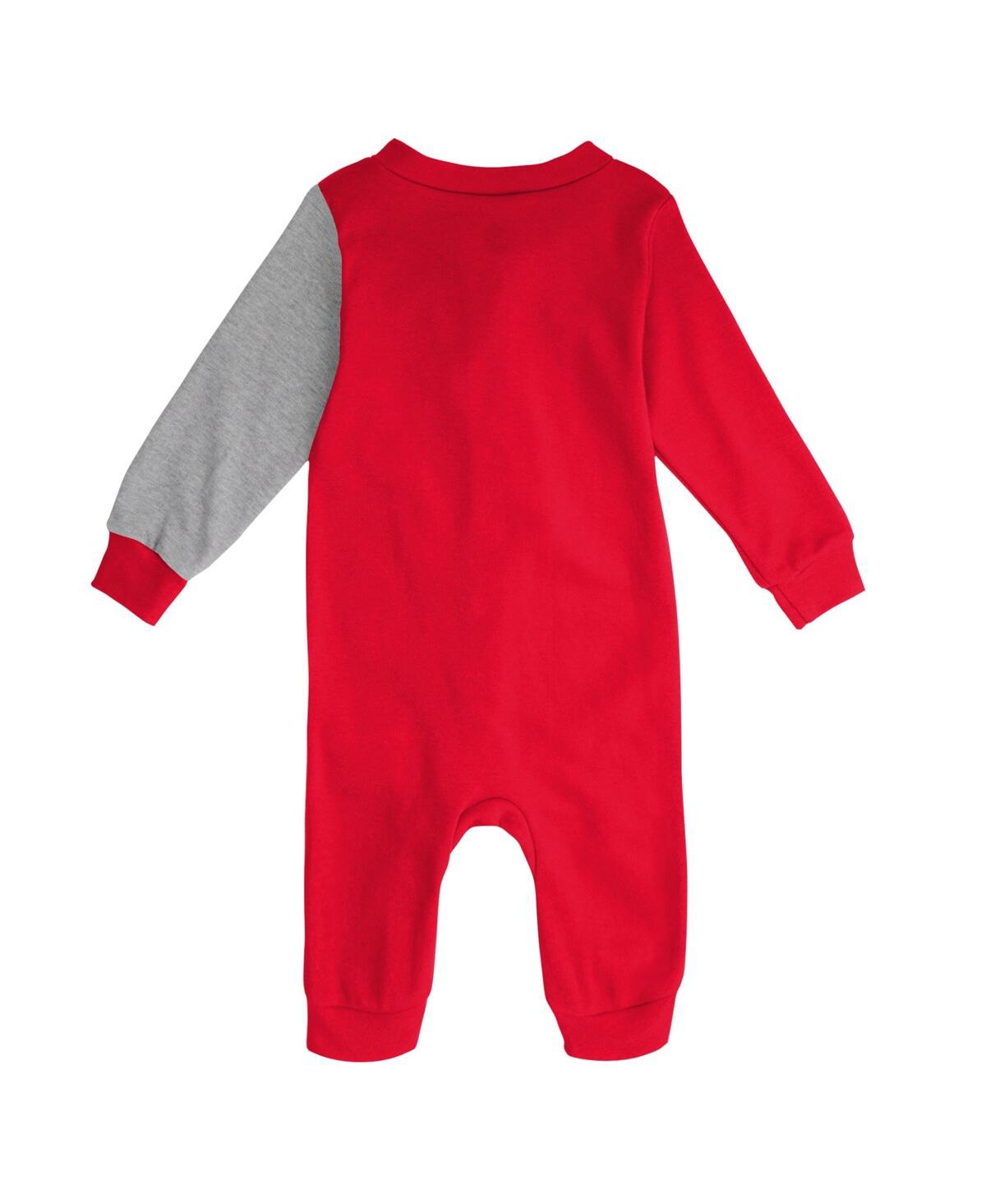 Outerstuff Infant Boys And Girls Scarlet, Heather Gray Ohio State Buckeyes Halftime Two-tone Sleeper In Scarlet,heather Gray