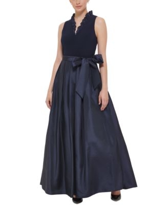 Jessica Howard Women's V Neck Rhinestone Stretch Gown Blue Size 12