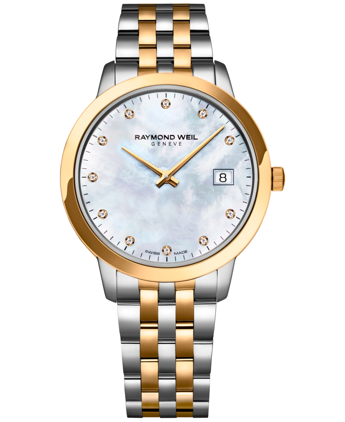 Raymond Weil Women's Toccata Two-tone Stainless Steel, Mother-of-pearl, & 0.0429 Tcw Diamond Bracelet Watch In White