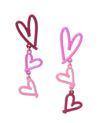 Betsey Johnson Heart Triple Drop Earrings - Macy's