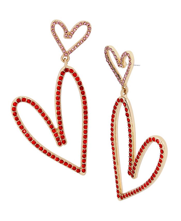 Boucles D'oreilles Clous Cœur Pavé Doré Betsey Johnson - Neuf Avec étiquettes - Style Fantaisie