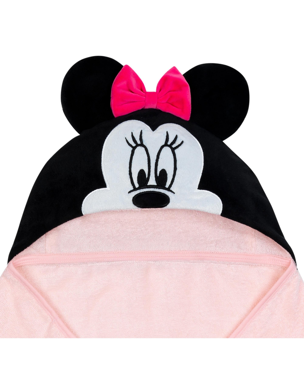 Lambs & Ivy Baby Girls Disney Baby Minnie MouseCotton Hooded Baby Bath Towel - Pink